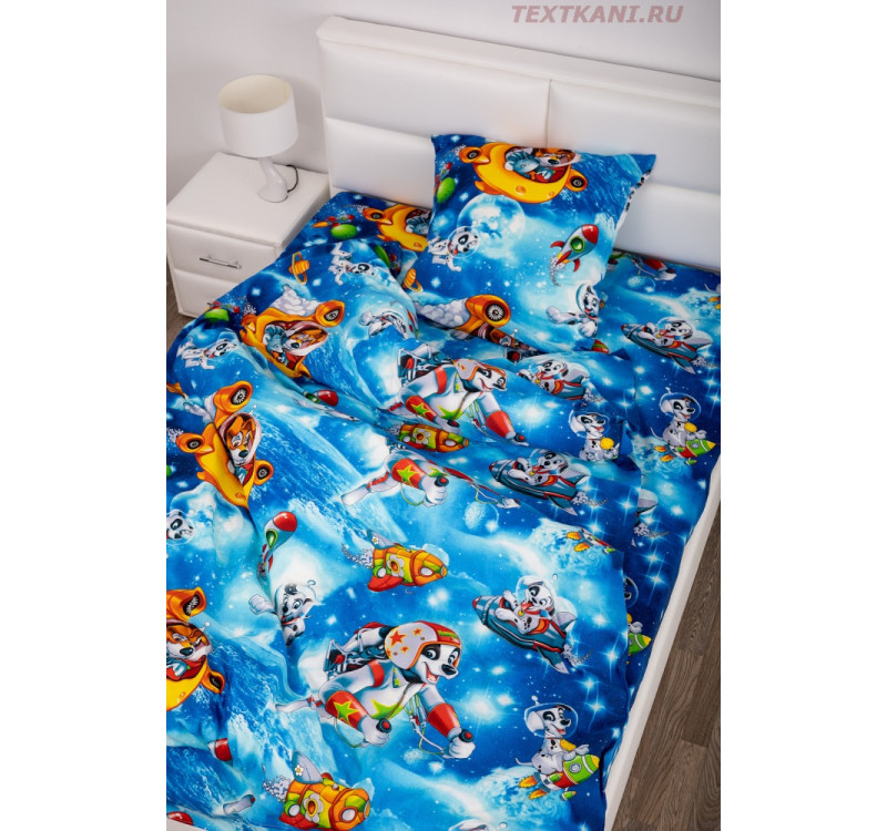 Бязь детская 150 см 120 г/м2 svk Космики 10074-1 