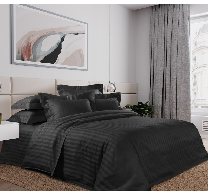Ткань Сатин 250 см 120г/м2 рис.8666113 Черный