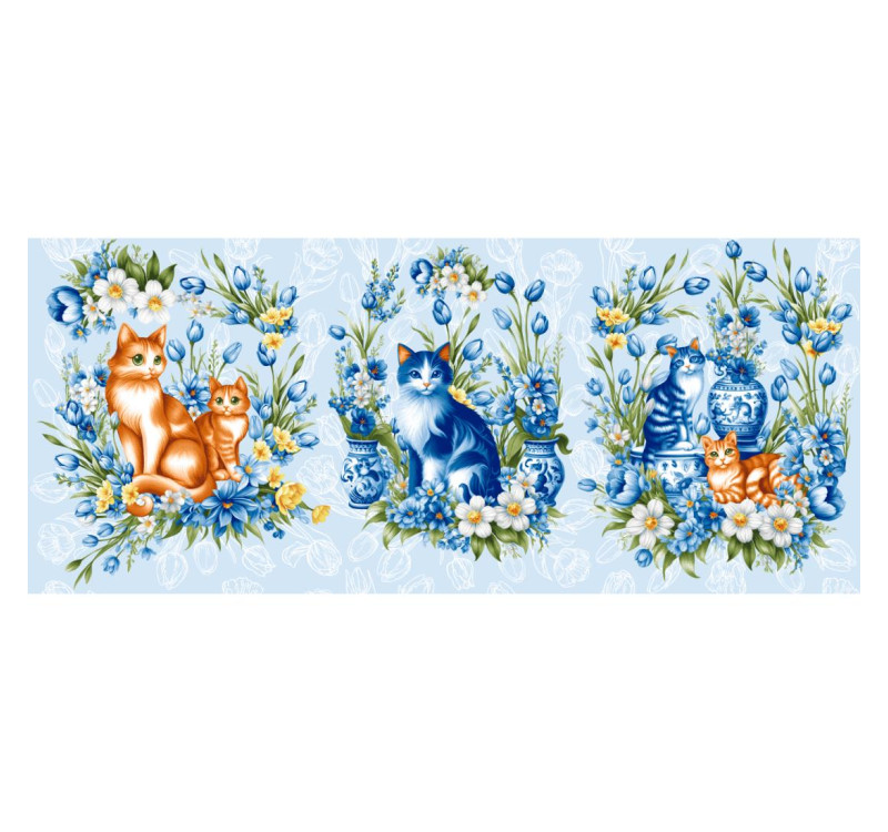 Ткань Рогожка 150 см наб арт. 904 29352-1 Декоративные котики 