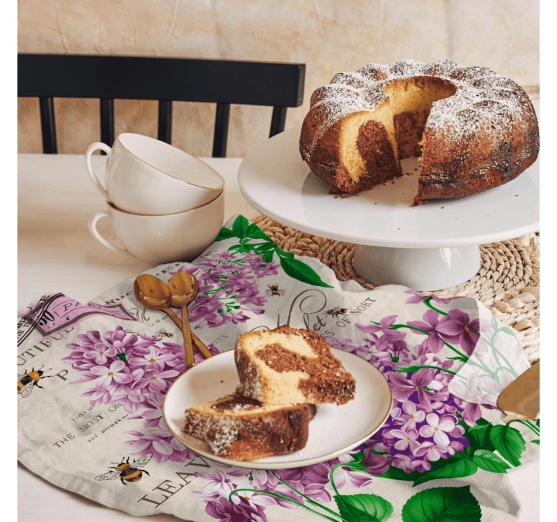 Ткань Полотно вафельное 50 см наб 29273-1 Сиреневый букет 